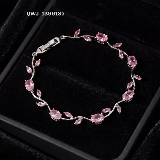 Tulip Bracelet – Premium Quality Stainless Steel Elegant Bracelet for Women | Silver Base Without Box Color Blue