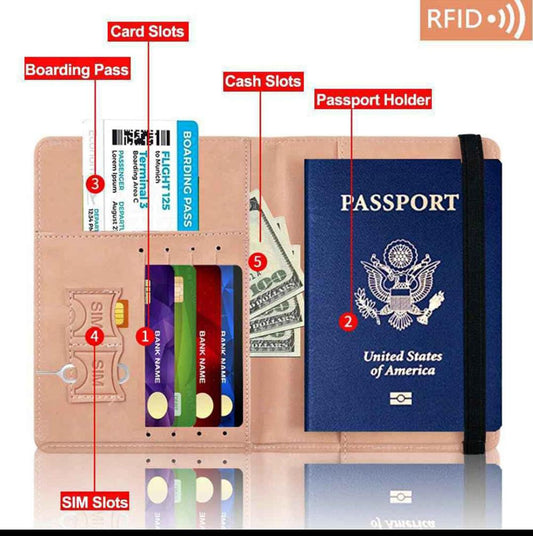 RFID Protected Passport Cover Holder & Travel Wallet Premium Leather Passport & Card Wallet for Men & Women (Ranom Color)